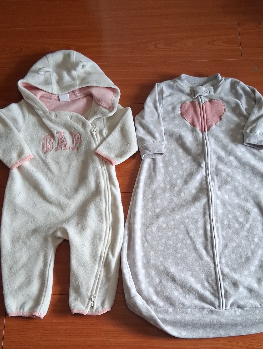 GAP White Fleece Romper and Carter's Sleep Sack, 6-12 months